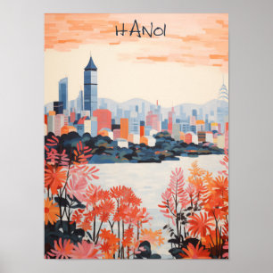 Poster Hanói Vietnã Viagem Cidade Pintura Estética