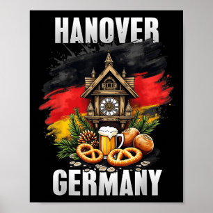Poster Hanover Alemanha Souvenir Alemanha Flag Viagem