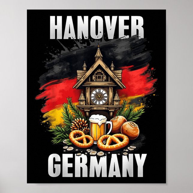 Poster Hanover Alemanha Souvenir Alemanha Flag Viagem (Frente)
