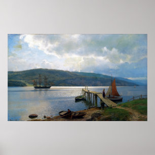 Póster Hans Gude O Jetty em Feste Perto de Moss