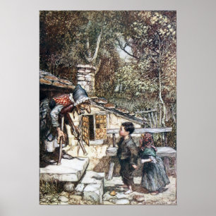 Póster Hansel e Grethel conhecem a Bruxa