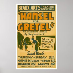 Póster Hansel & Gretel Boston WPA 1940