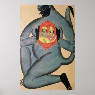 Poster Hanuman revelando Rama e Sita