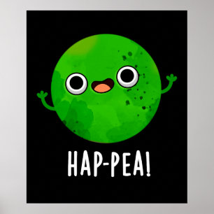 Poster Hap-pea Engraçado Feliz Pea Pun Dark BG