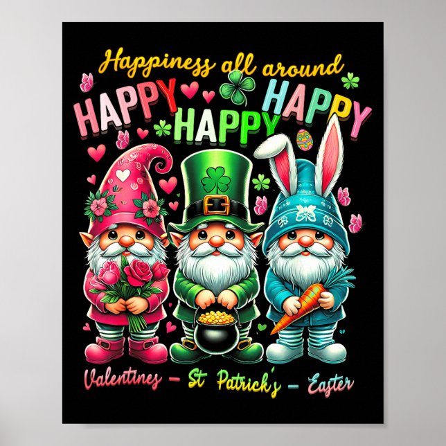 Poster Hapness Allaround Gnome Happy Valentine St Patrick (Frente)