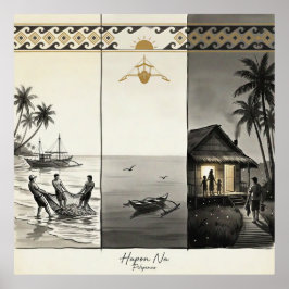 Poster Hapon Na-End of Day Filipinas Sumi-e