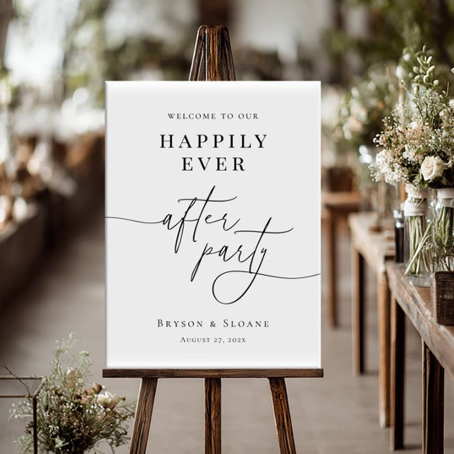 Poster Happily Ever After Party Welcome wedding (Criador carregado)