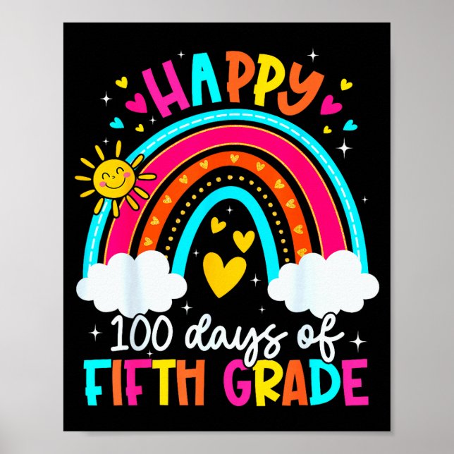 Poster Happy 100 Days Of 5th Grade Kids Teacher 100th Day (Frente)