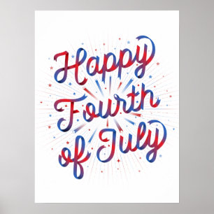 Poster Happy 4th of July (18x24) Red/Blue Gradient