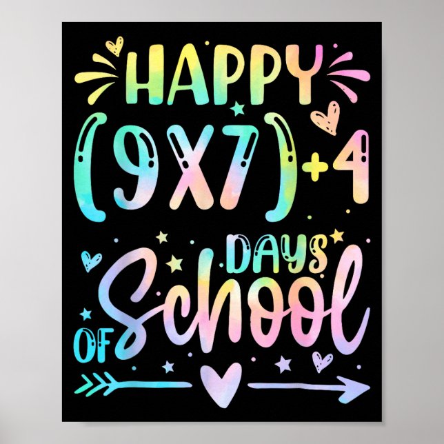 Poster Happy 67 Days Of School Math Teacher Students Six  (Frente)