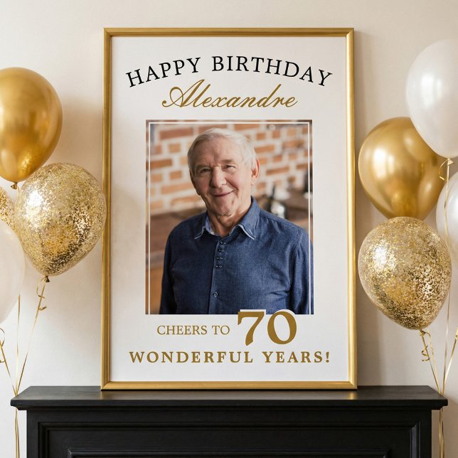 Poster Happy 70th Birthday Personalized Photo Party Sign (Happy 70th Birthday Personalized Photo Party Sign)