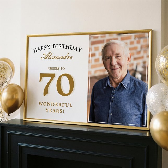 Poster Happy 70th Birthday Personalized Photo Party Sign (Happy 70th Birthday Personalized Photo Party Sign)