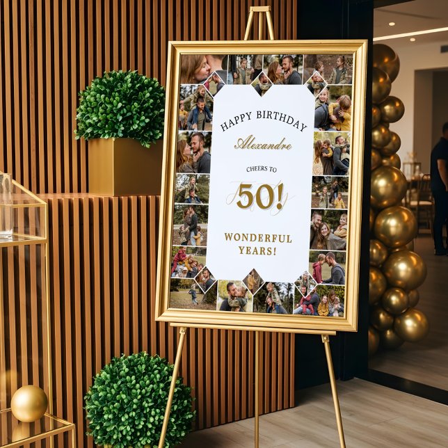 Poster Happy Birthday Cheers To 50 Years Photo Collage (Happy Birthday Cheers To 50 Years Photo Collage Poster)