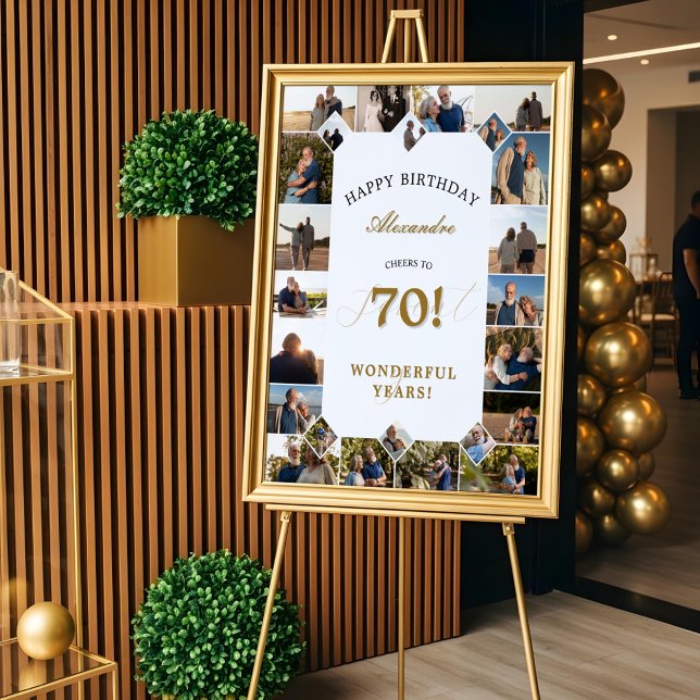 Poster Happy Birthday Cheers To 70 Years Photo Collage (Happy Birthday Cheers To 70 Years Photo Collage Poster)
