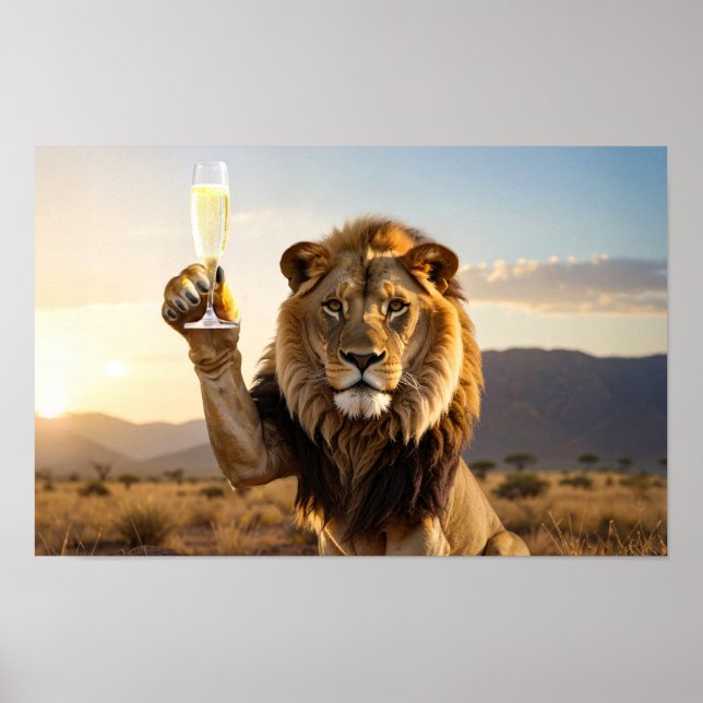 Poster Happy Birthday Lion - Congratulations -  (Frente)