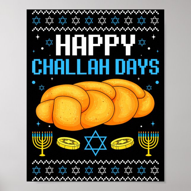 Poster Happy Challah Days Ugly Christmas Hanukkah  (Frente)