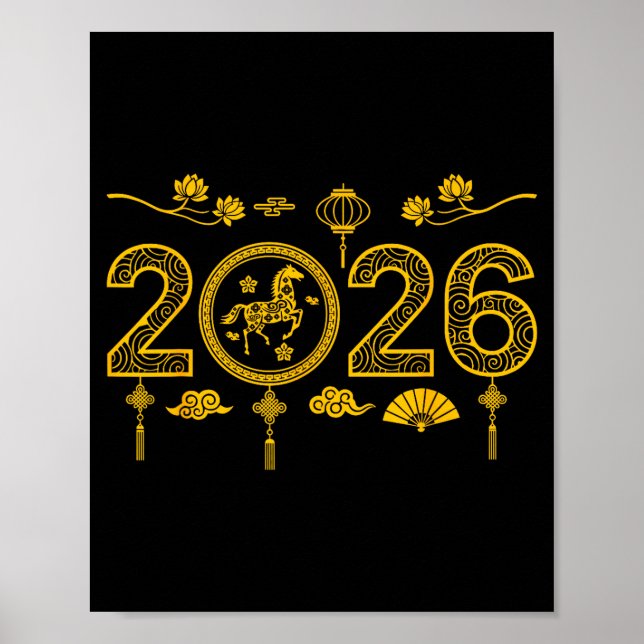 Poster Happy Chinese New Year Of The Horse 2026 Lunar Out (Frente)