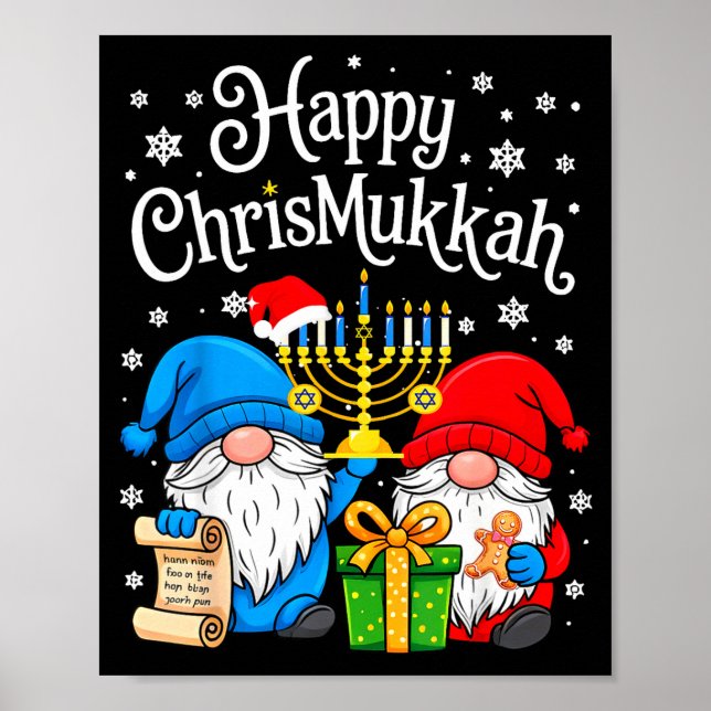Poster Happy Christmukkah Hanukkah Christmas Gnome Xmas F (Frente)