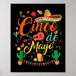 Poster Happy Cinco De Mayo Fiesta Partido Mexicano 5 De M