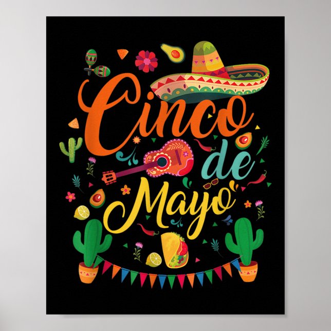 Poster Happy Cinco De Mayo Fiesta Partido Mexicano 5 De M (Frente)