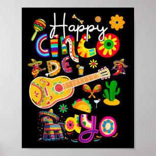 Poster Happy Cinco De Mayo Fiesta Partido Mexicano 5 De M