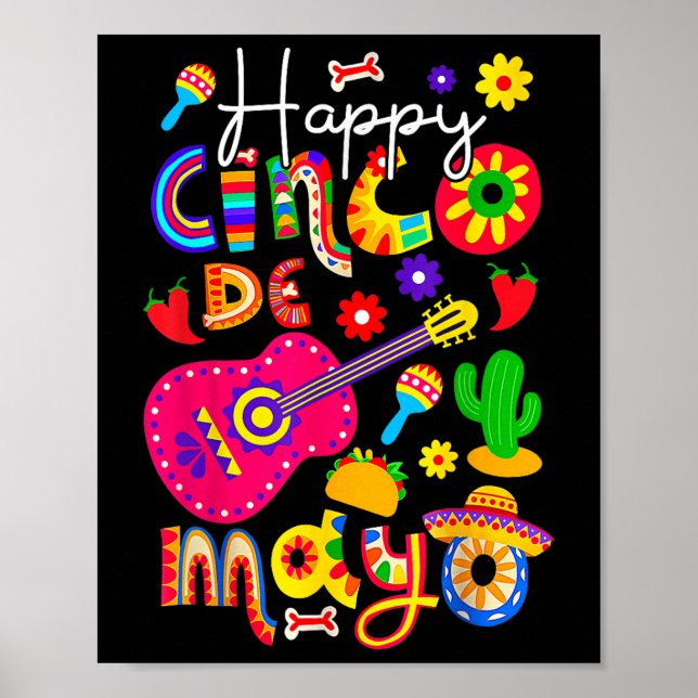 Poster Happy Cinco De Mayo Fiesta Partido Mexicano 5 De M (Frente)