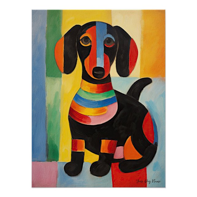 Póster Happy Dachshund Dog 03 - Kaori (Frente)