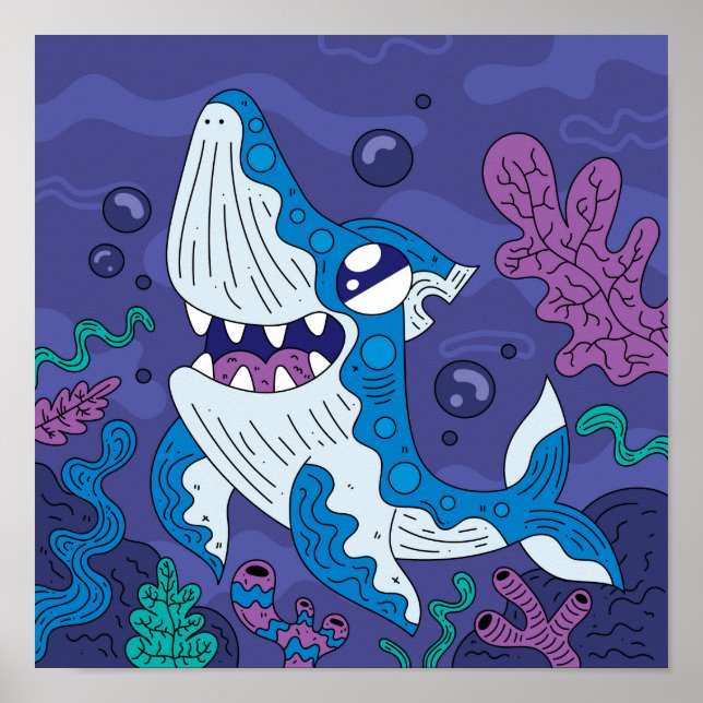 Poster Happy Deep Sea Shark (Frente)