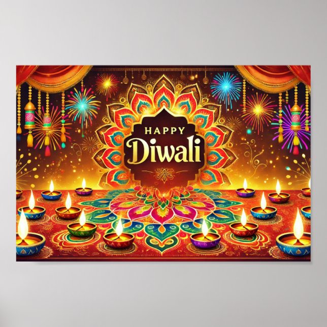 Poster Happy Diwali - Comemora o Festival da Luz (Frente)