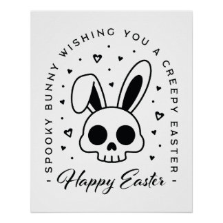Póster Happy Easter creepy wishes spooky bunny