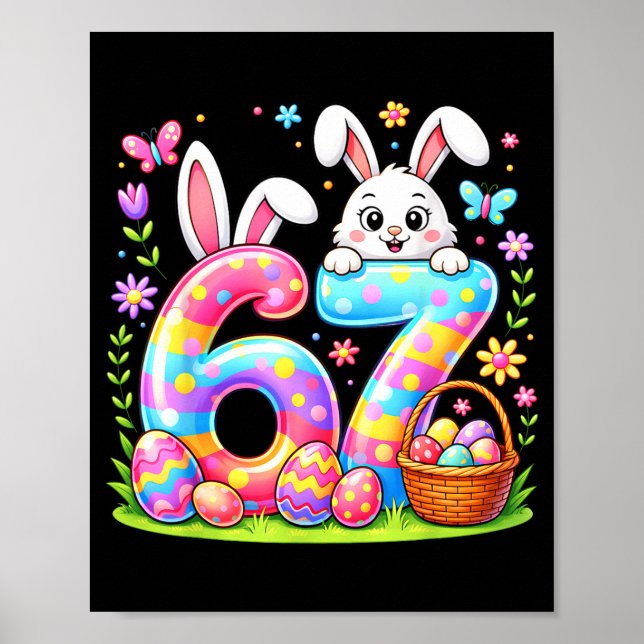 Poster Happy easter day 67 bunny colorful eggs basket (Frente)