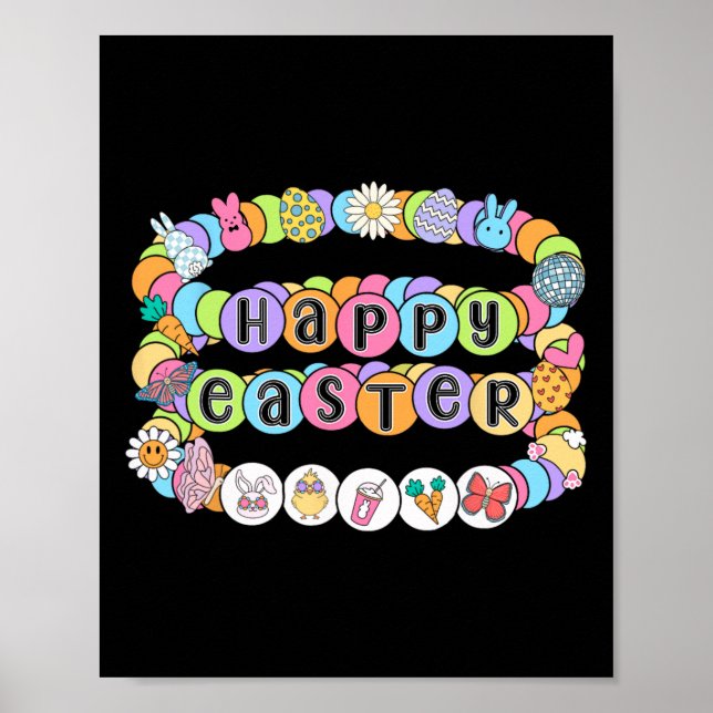 Poster Happy Easter Egg Bunny Spring Easter Friendship Br (Frente)