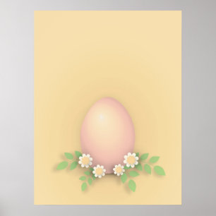Poster Happy Easter Egg & Flowers