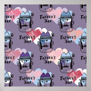 Poster Happy Father's day. Collection unique greeting car