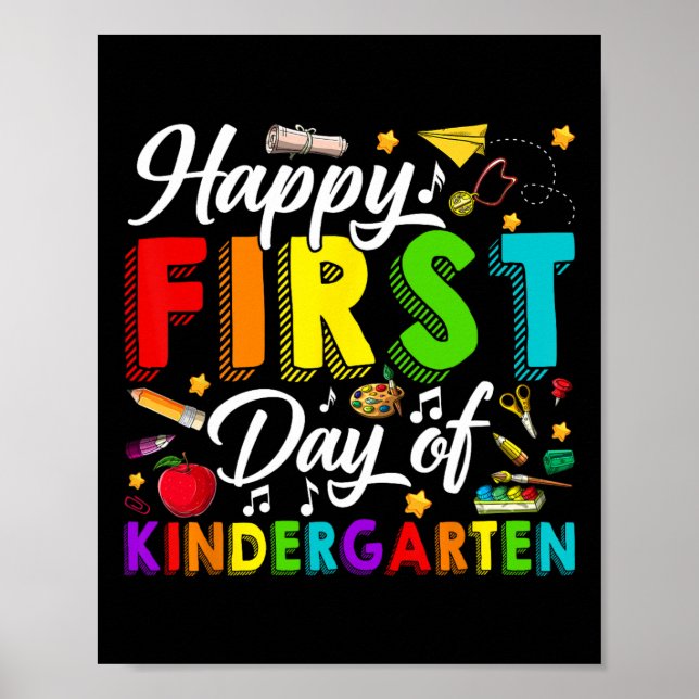 Poster Happy First Day Of Kindergarten Back To School Boy (Frente)