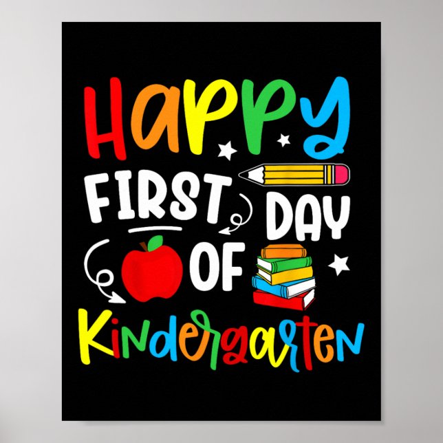 Poster Happy First Day Of Kindergarten Back To School Tea (Frente)