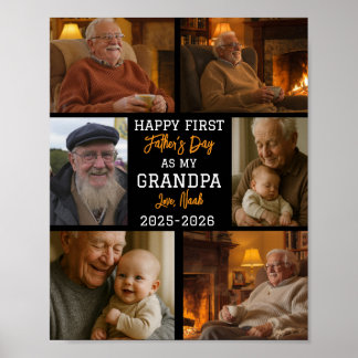 Poster Happy First Grandpa Day Photo Collage