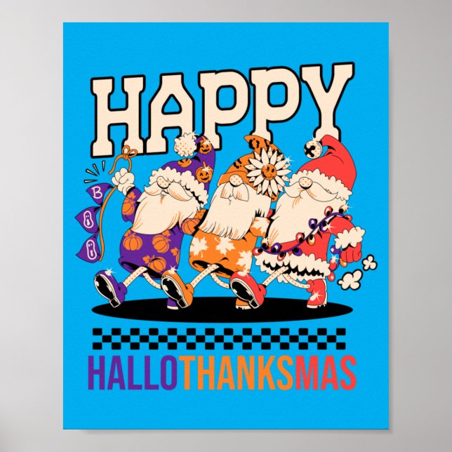 Poster Happy Hallothanksmas Holiday Gnomes Design (Frente)