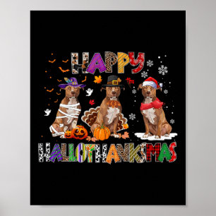 Poster Happy Hallothanksmas Pitbull Dog Halloween C