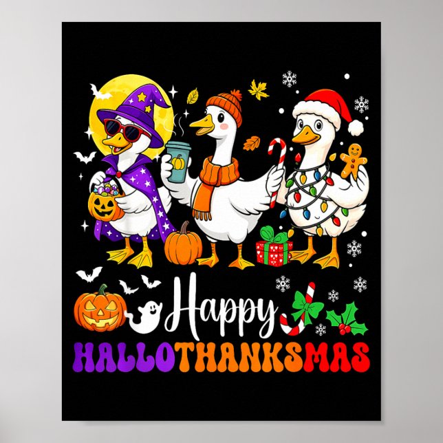 Poster Happy Hallothanksmas Santa Goose Witch Soky Season (Frente)