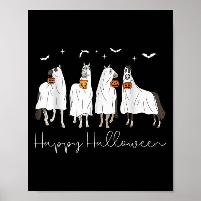 Poster Happy Halloween Horse Ghost 2025  (Frente)