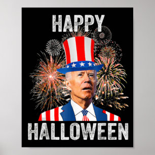 Poster Happy Halloween Joe Biden USA Flag Fireworks