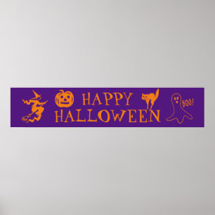 Poster Happy Halloween purple orange spooky