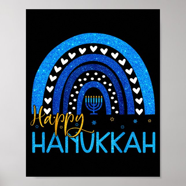 Poster Happy Hanukkah Menorah Rainbow Jewish Gift Women K (Frente)
