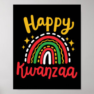 Poster Happy Kwanzaa Retro Groovy Rainbow América African