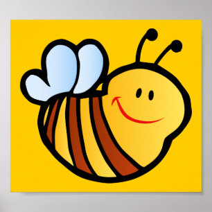 PÓSTER HAPPY LITTLE BUMBLEBEE BEE CARTOON CUTE HONEY INSE