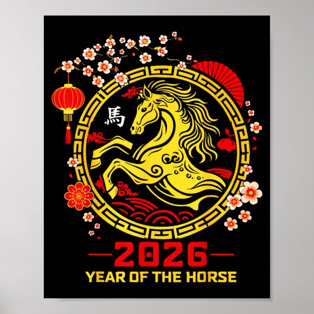 Poster Happy Lunar Chinese New Year Of The Horse 2026 Zod (Frente)