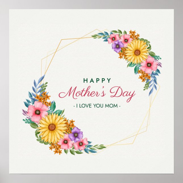 Poster Happy Mother's Day - I Love You Mom (Frente)