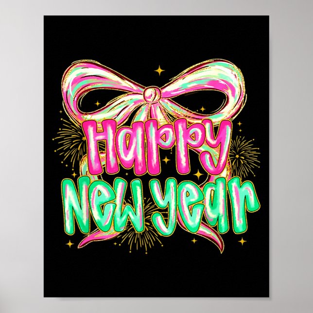 Poster Happy New Year 2026 Brushstroke Coquette Firework  (Frente)