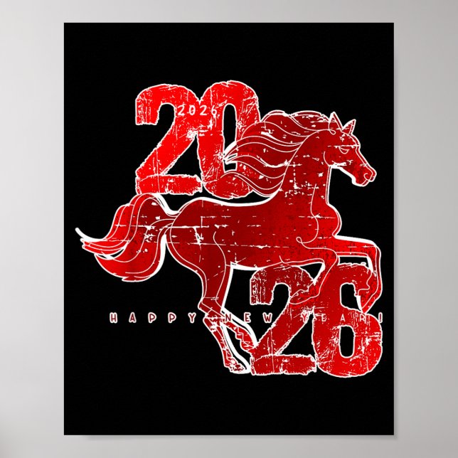Poster Happy New Year 2026 Chinese New Year 2026 Year Of  (Frente)